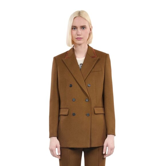 The Kooples Pants - THE KOOPLES Designer Wool Leather Suit Jacket Khaki Brown Fr‎ Size 40 US 8